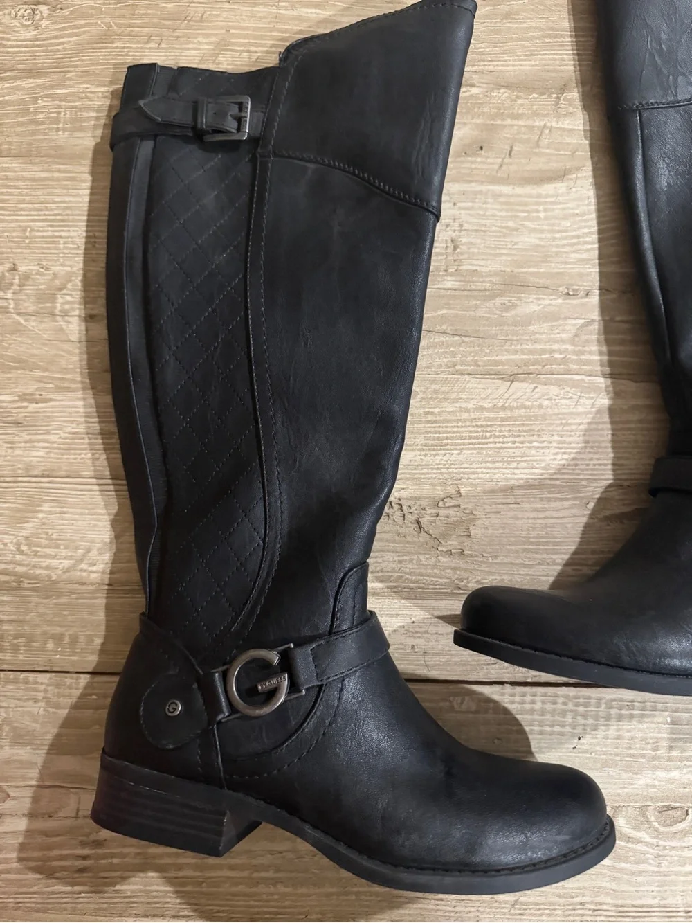 G by Guess Black Quilted Shaft Riding Boots